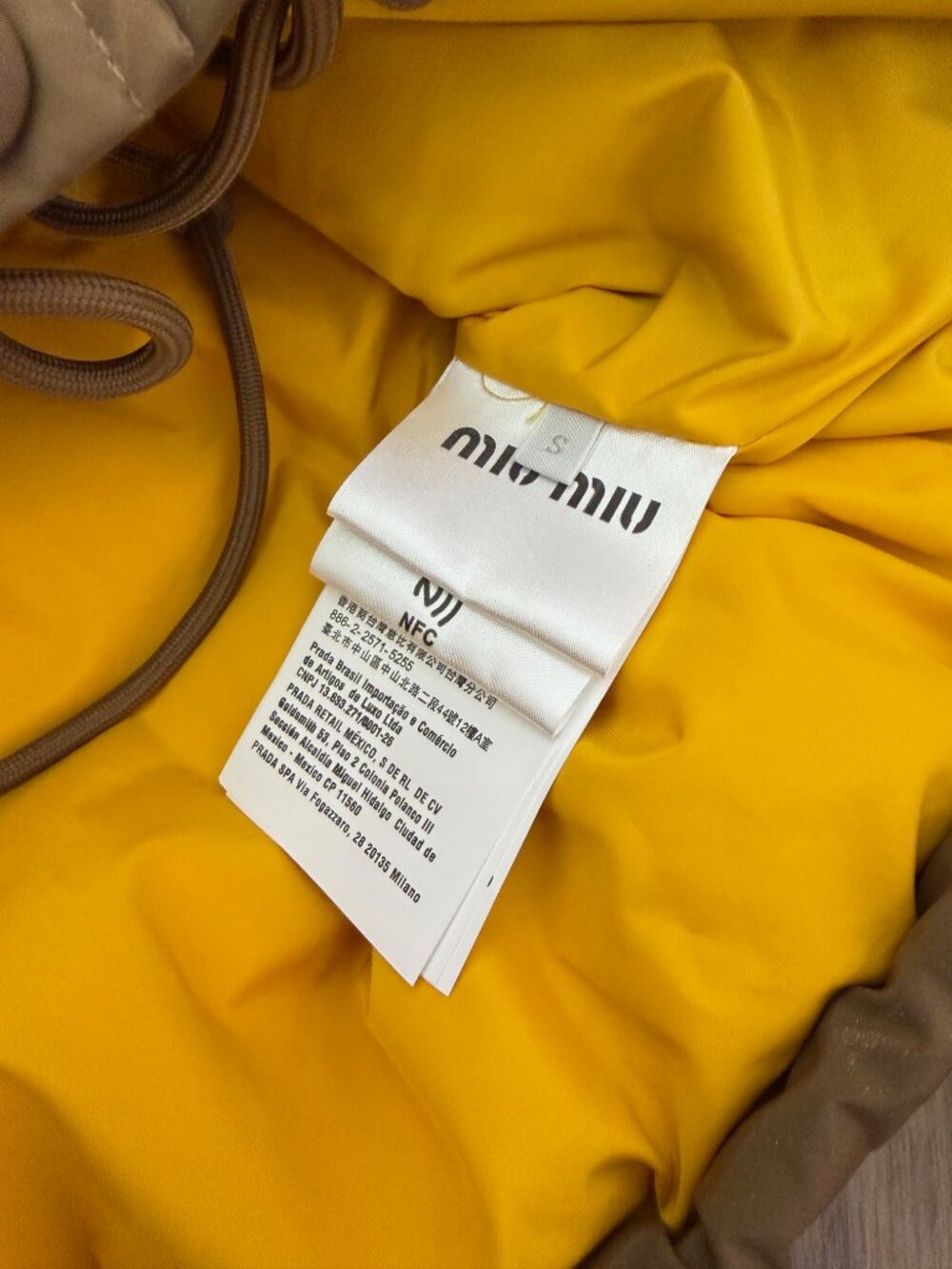 Miu Miu Brown and Yellow Puffer Jacket Small - Picture 5 of 8